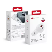 Forcell F-Energy Carbon CC50-1A1C car charger | 38W | PD, QC | USB-C, USB-A | white