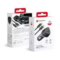 Forcell F-Energy Carbon CC50-1C car charger | 20W | PD, QC | USB-C | with USB-C to USB-C cable included | black