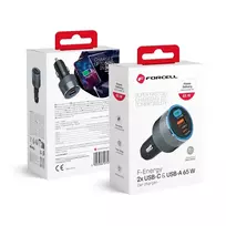 Forcell F-Energy Alu car charger | 65W | PD, QC | USB-C, USB-A | gray