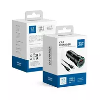 Blue Star car charger | 25W | PD, QC, PPS, AFC | USB-C, USB-A, Lightning | Includes USB-C to Lightning cable | Black