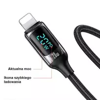 USAMS U78 SJ545USB02 data transfer and charging cable | USB-C to Lightning | 20W | with LED display | 1.2m | white