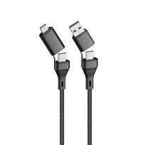 Forever Core 4-in-1 data transfer and charging cable | USB-A to USB-C, Micro USB | 15W | 1.2m | black