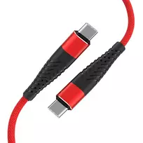 Fusion Accessories Fishbone data transfer and charging cable | USB-C to USB-C | QC 3.0 | 65W | 1.5m | red