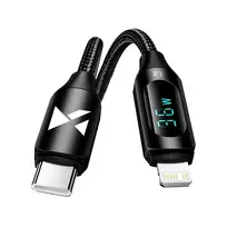 Wozinsky WUCLC2 data transfer and charging cable | USB-C to Lightning | 36W | with LED display | 2m | black