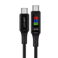 Acefast C7-03 data transfer and charging cable | USB-C to USB-C | 100W | with LED display | 1.2m | black