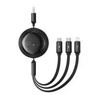 Baseus Free2Draw 3-in-1 data transfer and charging cable | USB-A to Micro USB, USB-C, Lightning | 17.5W | 1.1m | black