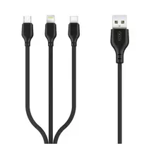 XO NB103 3-in-1 data transfer and charging cable | USB-A to Lightning | 10.5W | 1m | black