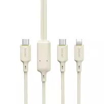 Dudao L7SF 3-in-1 data transfer and charging cable | USB-C to USB-C, Lightning | 100W | 1.2m | beige