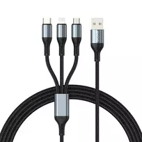 BWOO X274 3-in-1 data transfer and charging cable | USB-A to USB-C, Lightning, Micro USB | 15W
