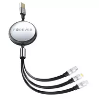 Forever  data transfer and charging cable | USB-A to USB-C, USB-C, Lightning | 100W | 1.2m | black