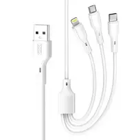 XO NB230 3-in-1 data transfer and charging cable | USB-A to Lightning, USB-C, Micro USB | 15W | 1m | white