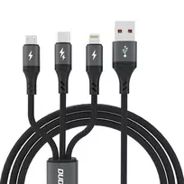 Dudao L3E 3-in-1 data transfer and charging cable | USB-A to Micro USB, USB-C, Lightning | 60W | 1.2m | black
