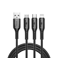 WIWU Starlink Series 3-in-1 data transfer and charging cable | USB-A to USB-C, Lightning, Micro USB | 15W | black