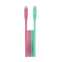 Setty KGC-C-1.5/320 data transfer and charging cable | USB-C to USB-C | 15W | 1.5m | turquoise, pink