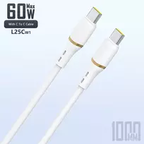 Dudao L25C data transfer and charging cable | USB-C to USB-C | 60W | 1m | white