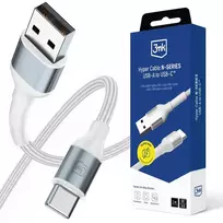3MK Hyper N-SERIES data transfer and charging cable | USB-A to USB-C | 18W | 1m | white