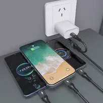 Dudao L3W 3-in-1 data transfer and charging cable | USB-A to Lightning, USB-C, Micro USB | 66W | black