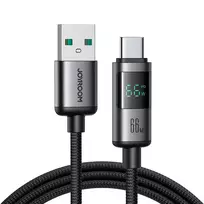 Joyroom S-A16 Pro Prism Series data transfer and charging cable | USB-A to USB-C | 66W | with LED display | 1.2m | black