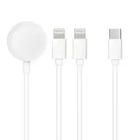 OEM 3-in-1 Cable Type C to 2 x Lightning / Apple Watch 3W 2A C3168, 1.2 m, white
