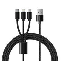 VEGER V303 3-in-1 data transfer and charging cable | USB-A to Lightning, USB-C, Micro USB | 12W | 1.2m | black