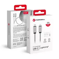 Forcell F-Energy C238 data transfer and charging cable | USB-C to Lightning | PD | 27W | 1m | silver