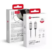 Forcell C239 data transfer and charging cable | USB-C to USB-C | QC 4.0, PD | 100W | 2m | silver