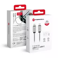 Forcell F-Energy C237 data transfer and charging cable | USB-C to USB-C | QC 4.0, PD | 60W | 1m | silver