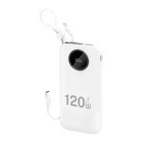 Dudao K13 10000mAh Power Bank with Built-in Cable - White