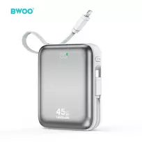 BWOO P77 Power Bank | 10,000 mAh | 45W | PD | USB-C, Lightning | gray