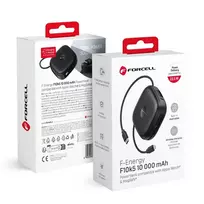 Forcell F-Energy F10K5 PD3.1 QC3.0 3A Power Bank | 10,000 mAh | 22.5W | PD3.1, QC3.0 | USB-C, MagSafe, Apple Watch | Black