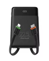 Charmast W1202 Power Bank | 10,000 mAh | 22.5W | PD | USB-C, Lightning, USB-A | LED Display | Black