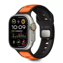 Tech-Protect ICONBAND Apple Watch Bands for Series 8, 9, 10, 11, SE, and Ultra (44, 45, 46, 49 mm) – Black and Orange