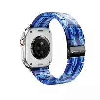 Forcell Strap for Apple Watch, F-Design FA04 marbled resin clasp, 42/44/45/49 mm, blue