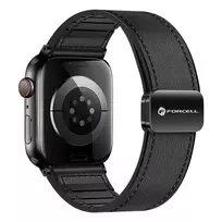 Forcell Strap for Apple Watch, F-Design FA21 magnetic, eco-friendly leather, 42/44/45/49 mm, black