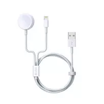 Devia smart 2in1 USB - Lightning cable, white, with inductive charger for Apple Watch
