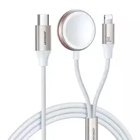 Joyroom 2-in-1 Lightning cable and inductive charger for Apple Watch, 1.5m, white (S-IW011)