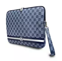 DKNY PU Leather Checkered and Stripe Laptop Sleeve, 13|14" Blue