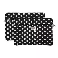 Wonder Laptop sleeve, 17 inches, black with polka dots