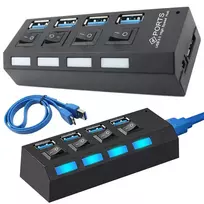 Goodbuy uSB 3.0 adapter (splitter) to 4 x USB 3.0 | 5Gbps with separate on/off buttons, black