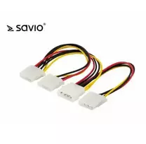 Savio Power cable AK-16 | 18cm | IDE Molex 4-pin male | 3x IDE Molex 4-pin female | Voltage 12V DC