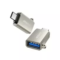 Joyroom S-H151 USB-C (male) | USB-A (female) Adapter with Lanyard Loop - Silver