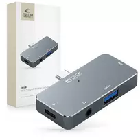 Tech-Protect HUB V6 4-in-1 USB-C to USB-A 3.0 | USB-C PD 100W | HDMI | 3.5mm mini-jack - gray