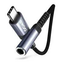 OEM BWOO audio adapter cable BZ47 3.5mm aux to USB-C black