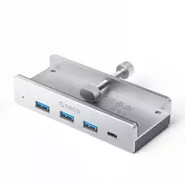Orico MH4PC Hub Clamp-Mounted USB-C | 3x USB-A 3.0 + 1x USB-C 3.0 - Silver