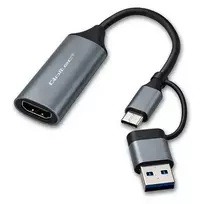 Qoltec Video Capture Card | USB-C to USB-A Adapter | HDMI | 4K 30Hz | Aluminum