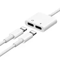 Joyroom S-Y104 lightning - 2x lightning headphone adapter, audio and charging, white