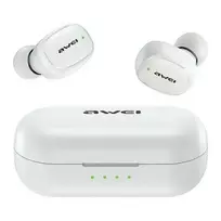 AWEI bluetooth 5.1 T13 Pro TWS Headphones + Docking Station, White