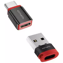 4smarts USB-C to USB-A/USB-C Adapter, Black, 2 Pack