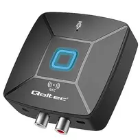 Qoltec Wireless Audio HiFi Home  AND  Car Transmitter Receiver | Bluetooth 6.0 | NFC | 2 x RCA | 1 x 3.5mm Mini-Jack | Microphone