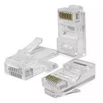 Qoltec RJ45 Through Connector Plug | CAT5e | UTP | Pass-Through | Gold-Plated Contacts | 10 Pieces